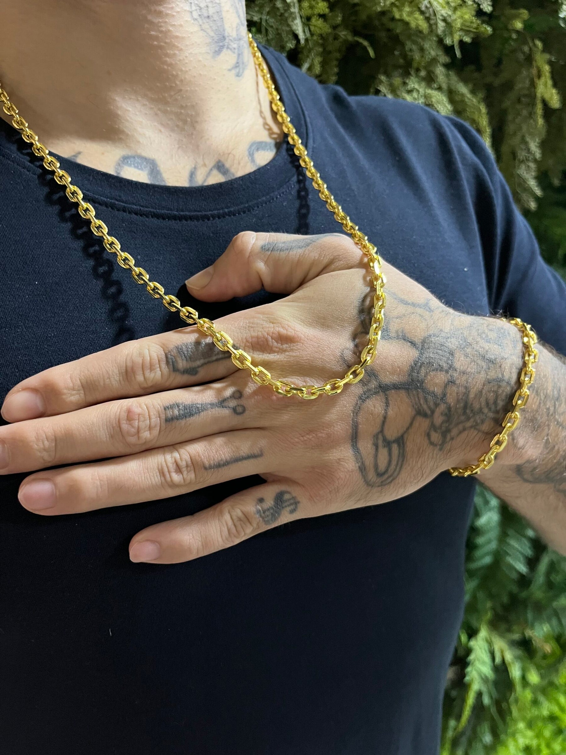 Kit Corrente Cadeado 5mm com Pulseira Banhado a Ouro 18k