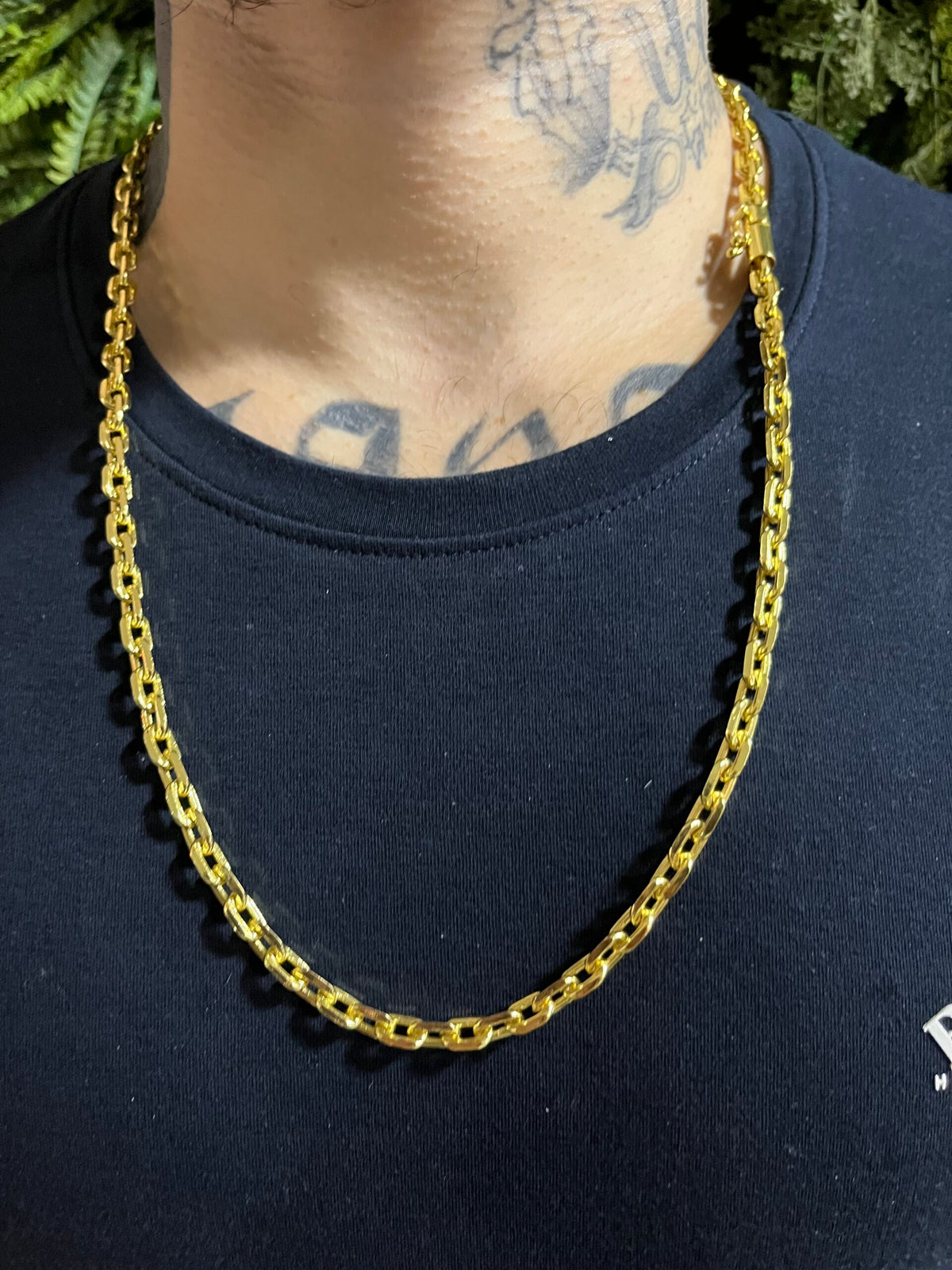 Corrente Cadeado 6mm Banhado a Ouro 18k