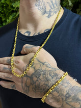 Kit Corrente Cadeado 5mm com Pulseira Banhado a Ouro 18k