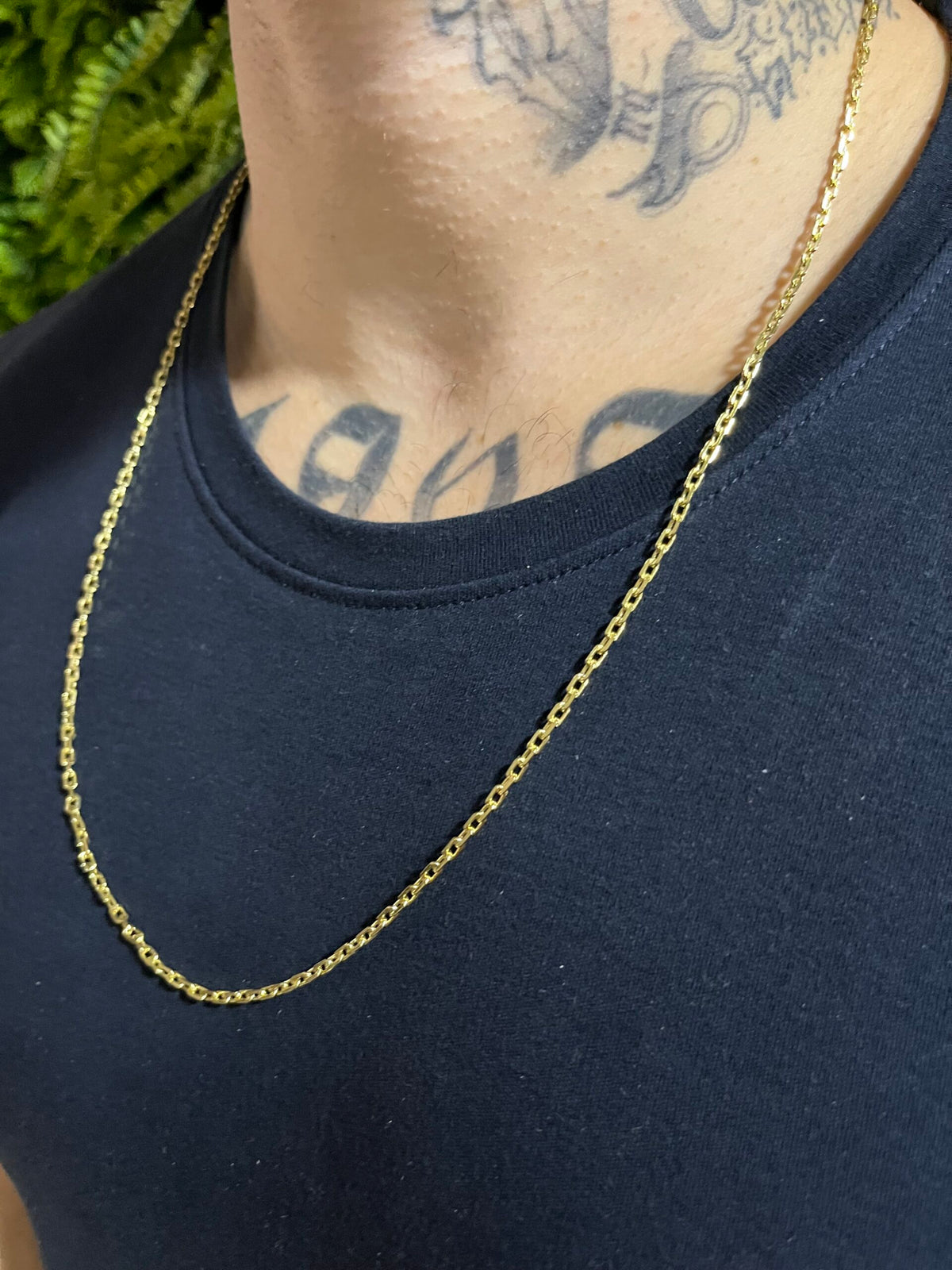 Corrente Cadeado 2mm Banhado a Ouro 18k
