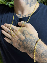 Kit Corrente Cadeado 3mm com Pulseira Banhado a Ouro 18k