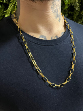 Corrente Tijolinho 6mm Banhado a Ouro 18k