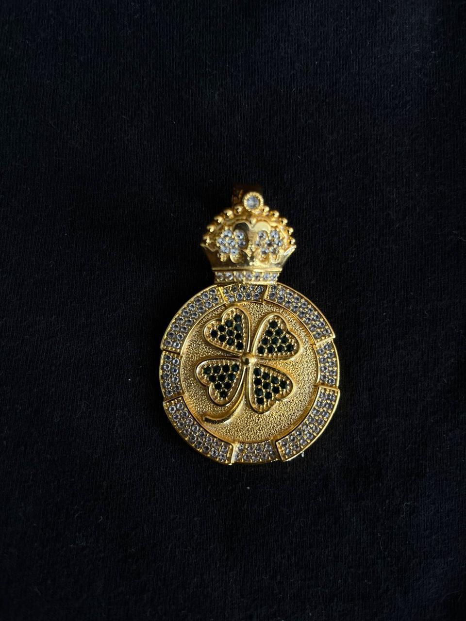 Pingente Trevo da Sorte Banhado a Ouro 18k
