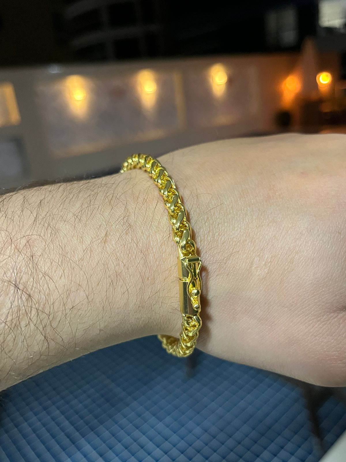 Pulseira Trançada 7mm Banho de Ouro 18k