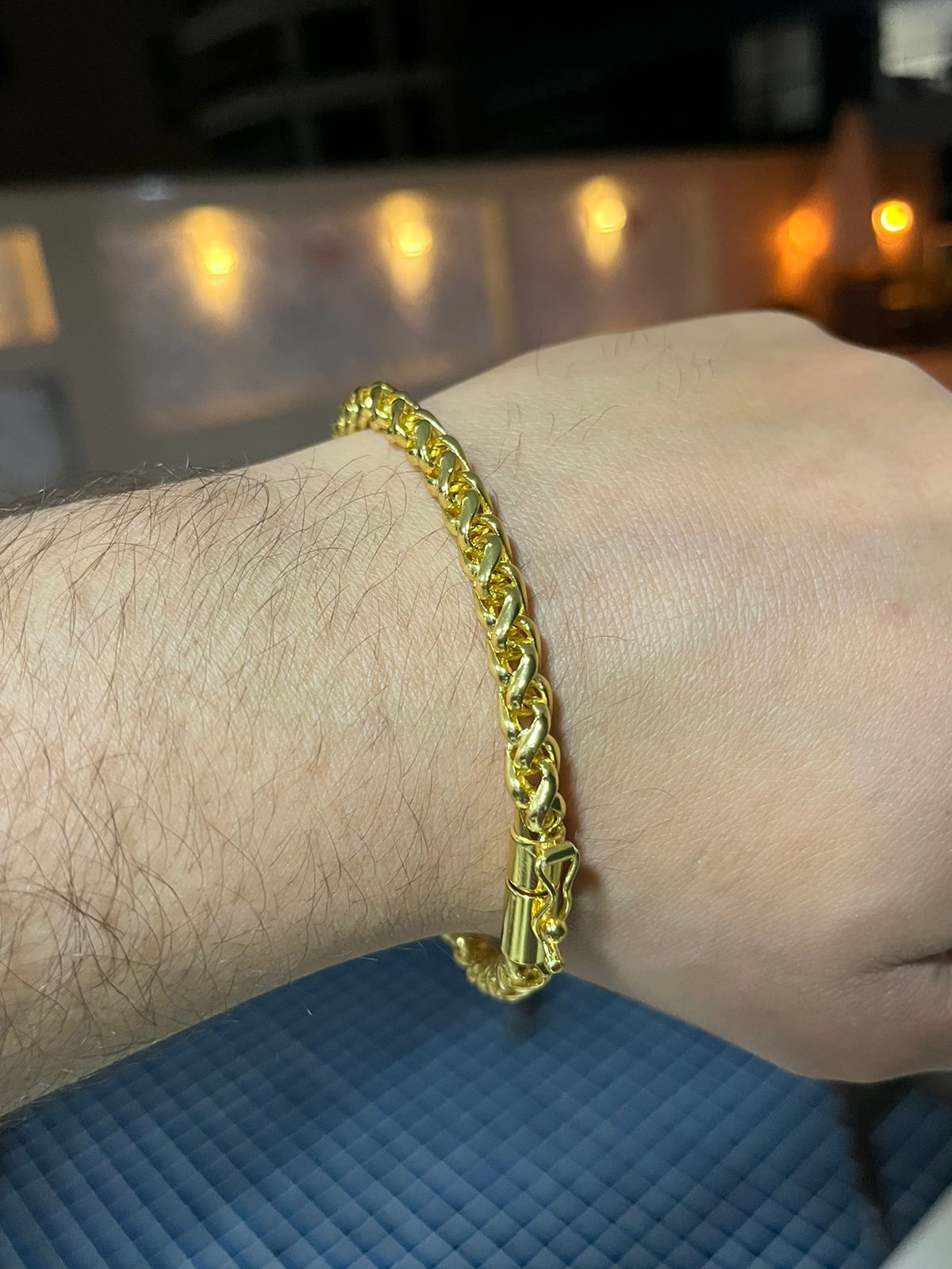 Pulseira Trançada 7mm Banho de Ouro 18k
