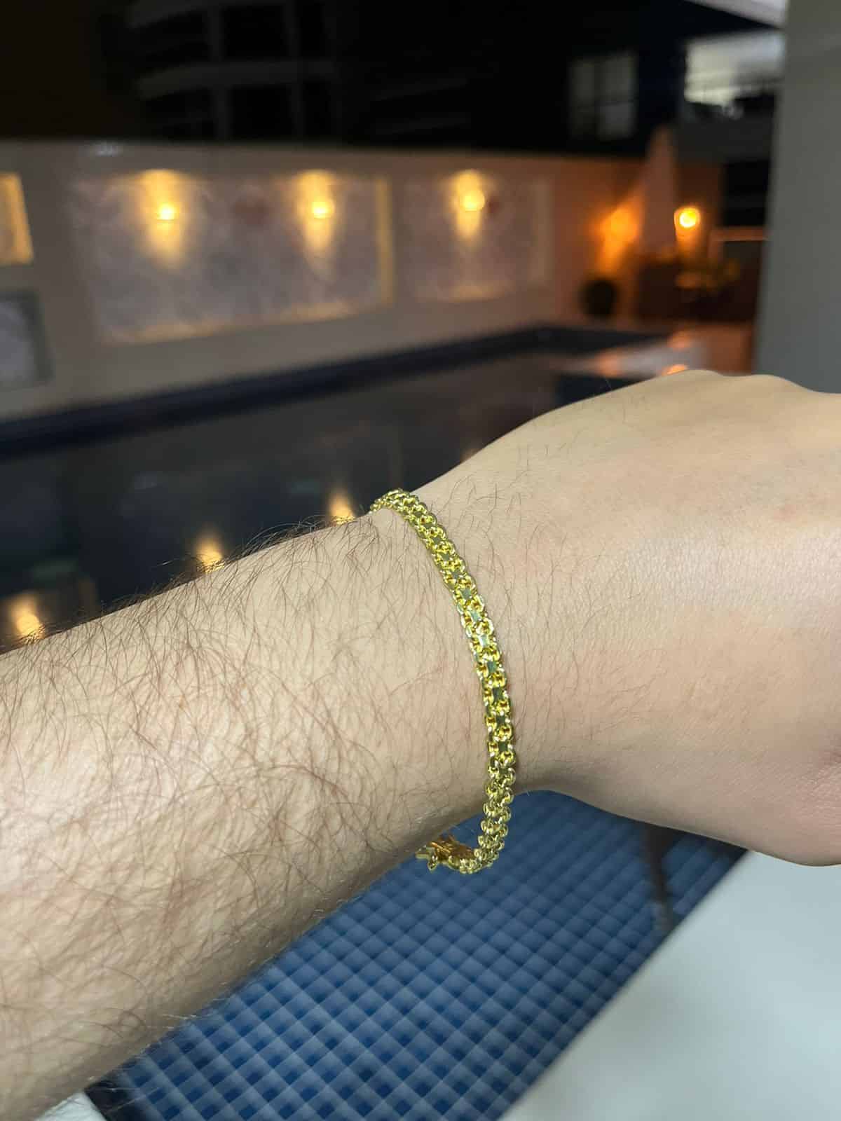 Pulseira Duplo Cadeado 6mm Banhado a Ouro 18k
