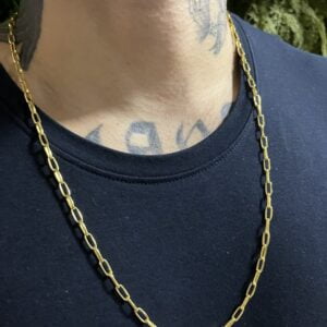 Cordão meia cana 4mm banhada a ouro 18k