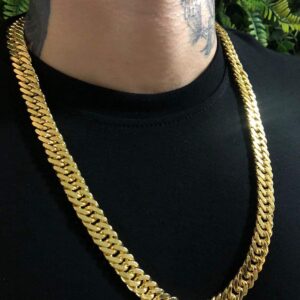 Corrente Lacraia 13mm banhada a ouro 18k
