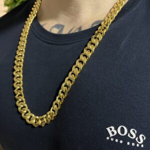Corrente Pitbull 12mm Banhada a ouro 18k