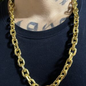 Corrente Cadeado 12mm Banhada a ouro 18k