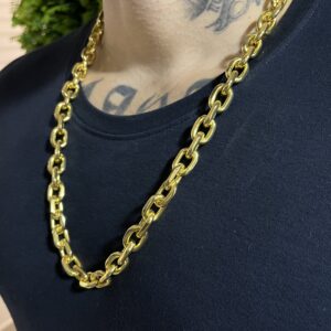 Corrente Cadeado 12mm Banhada a ouro 18k