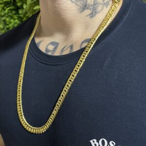 Corrente Lacraia 8mm banhada a ouro 18k