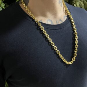Corrente cadeado 8mm banhada a ouro 18k