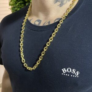 Corrente cadeado 8mm banhada a ouro 18k