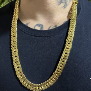 Corrente Lacraia 13mm banhada a ouro 18k