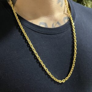 Corrente cadeado 6mm banhada a ouro 18k