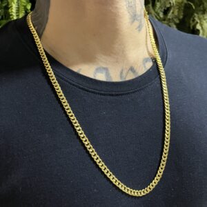 Corrente pitbull 4mm banhada a ouro 18k