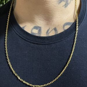 Cordão cadeado 2mm banhada a ouro 18k
