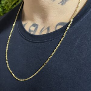 Cordão cadeado 2mm banhada a ouro 18k