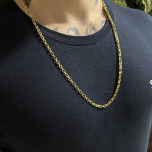 Corrente tijolinho 4mm banhada a ouro 18k