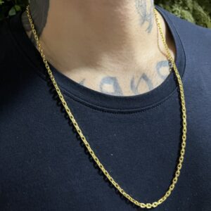 Corrente cadeado 3mm banhada a ouro 18k