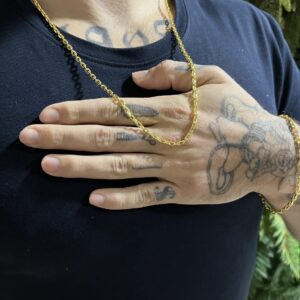 Kit Corrente cadeado 3mm com pulseira banhada a ouro 18k