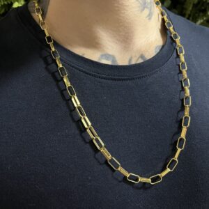Corrente Tijolo 6mm banhada a ouro 18k