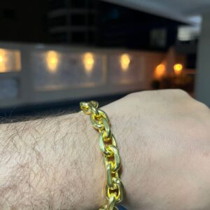 Pulseira cadeado 12mm banhada a ouro 18k