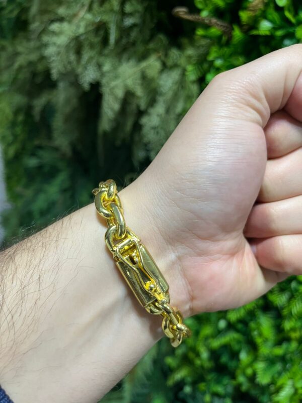 Pulseira cadeado 12mm banhada a ouro 18k - Image 6