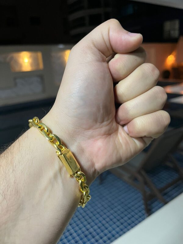 Pulseira cadeado 8mm banhada a ouro 18k - Image 3