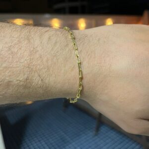 Pulseira Cadeado Alongado 3mm Banhada a ouro