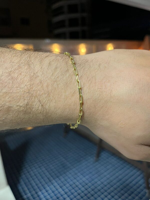 Pulseira Cadeado Alongado 3mm Banhada a ouro