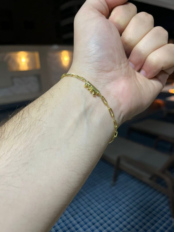 Pulseira Cadeado Alongado 3mm Banhada a ouro - Image 6