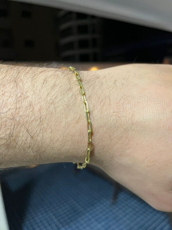 Pulseira Cadeado Alongado 3mm Banhada a ouro - Image 5