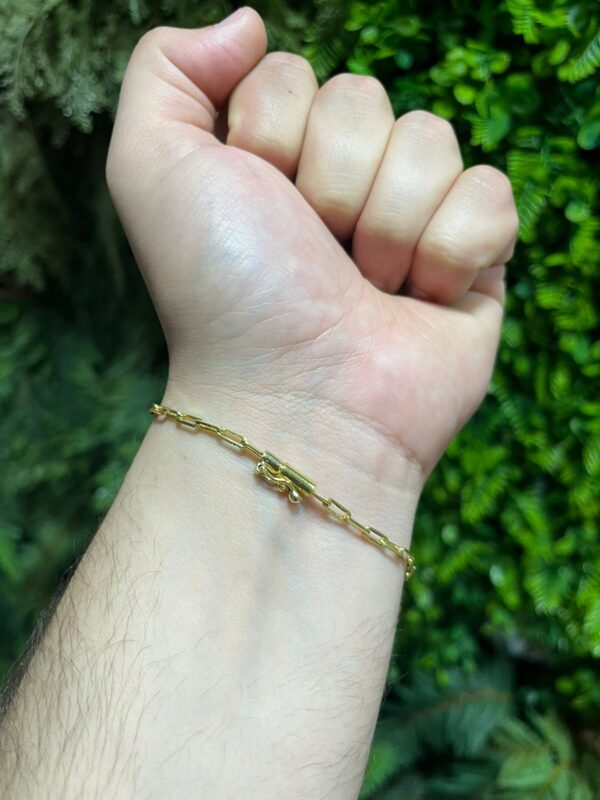 Pulseira Cadeado Alongado 3mm Banhada a ouro - Image 3