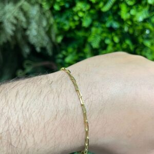 Pulseira Cadeado Alongado 3mm Banhada a ouro
