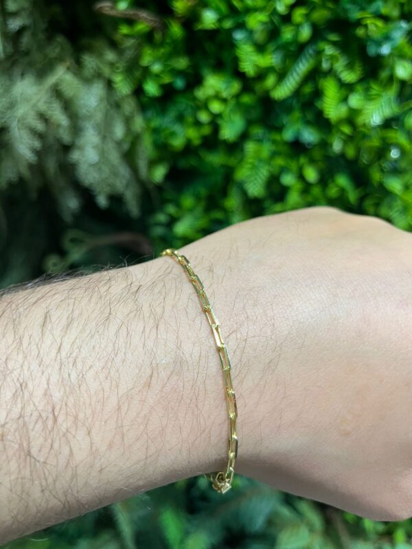 Pulseira Cadeado Alongado 3mm Banhada a ouro - Image 2