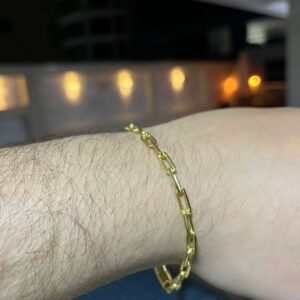 Pulseira Cadeado Alongado 4mm Banhada a ouro