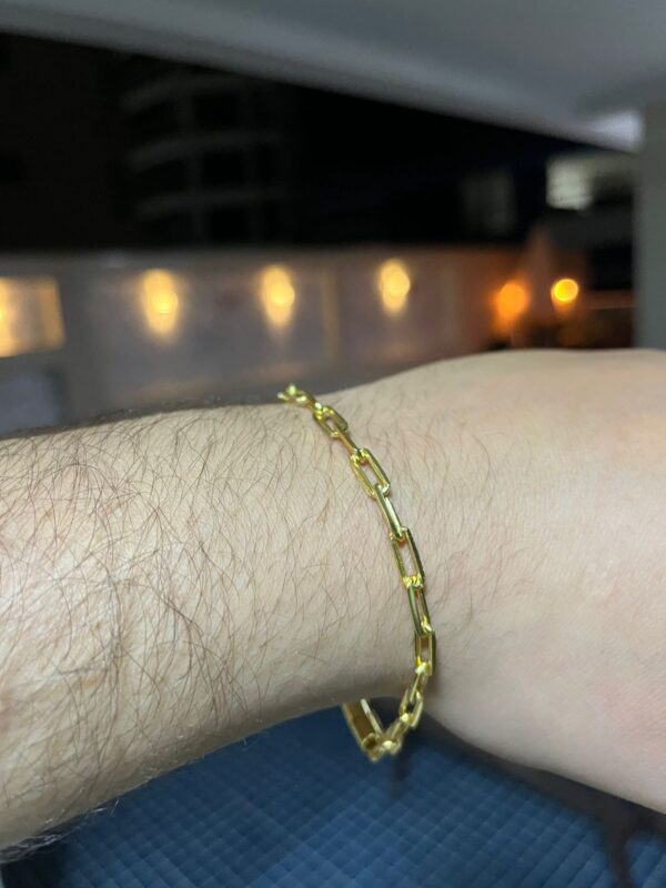 Pulseira Cadeado Alongado 4mm Banhada a ouro