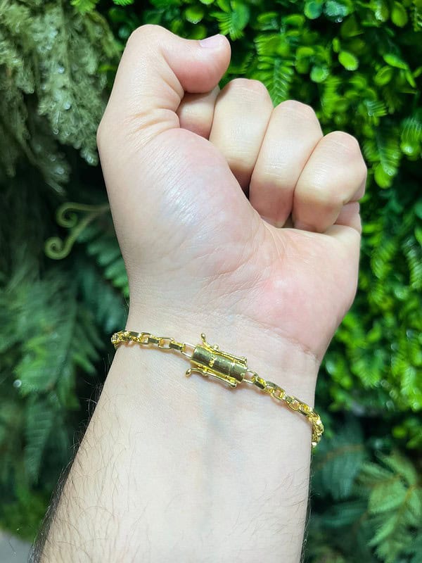 Pulseira Tijolinho 4mm banhada a ouro
