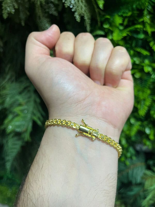 Pulseira Duplo Cadeado 6mm banhada a ouro
